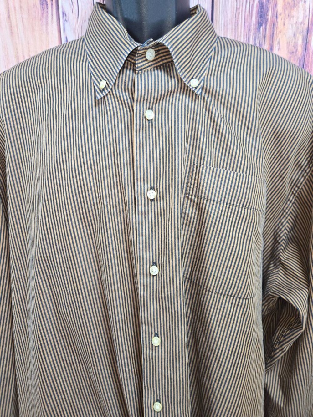 Peter Millar Mens Brown & Black Stripe Long Sleeve Shirt XXL - Picture 3 of 7